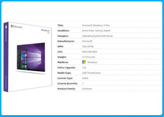 Chave do OEM do software de Microsoft Windows 10 do bloco do retalho de USB pro/ativação bocado do COA/licença 64 em linha