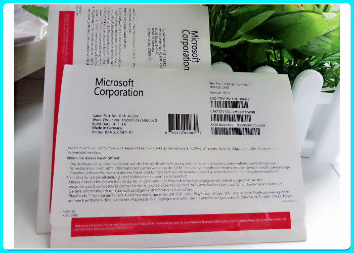 Bloco do OEM do software de Microsoft Windows 10 genuínos do bocado de Alemanha 64 pro